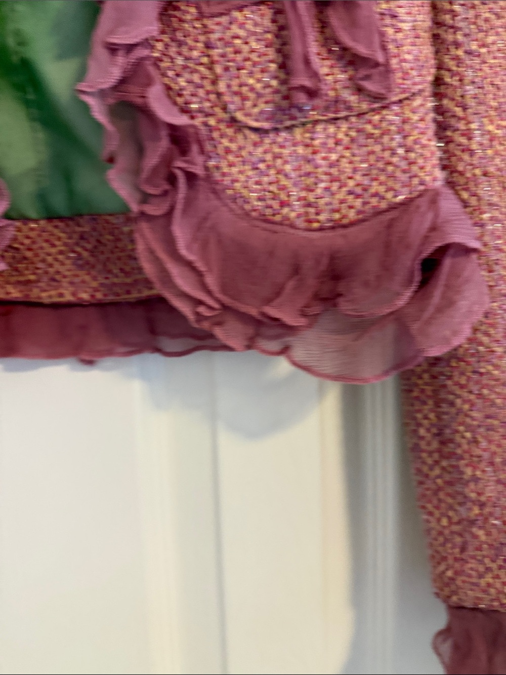 True Meaning Pink Tweed Ruffle Cropped Jacket - Picture 4 of 9